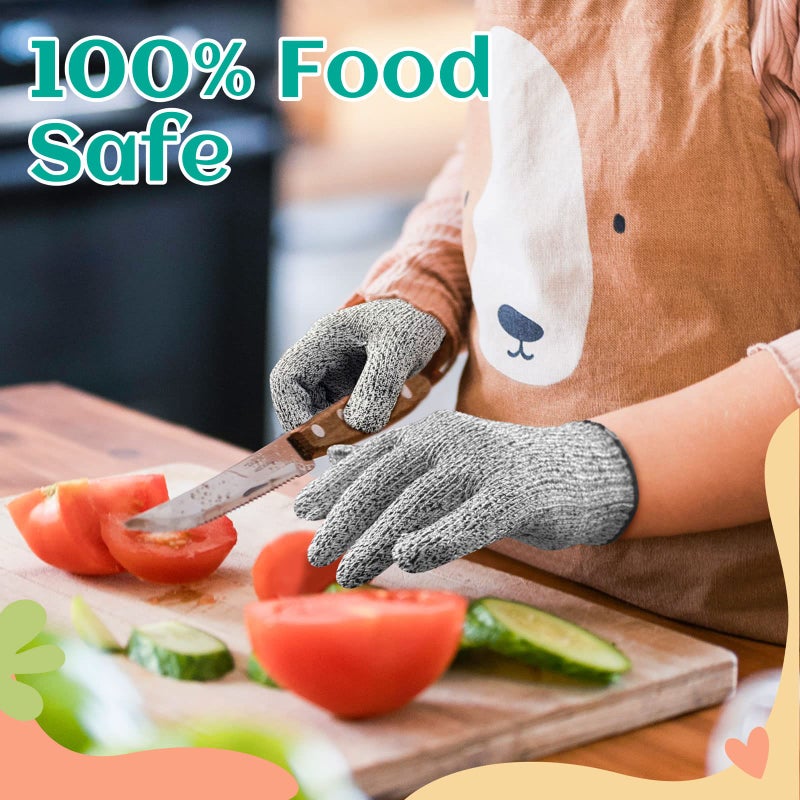 Evridwear Cut Resistant Gloves for Kids 10-13 Years  Level 5 Protection Cutting Gloves Food Grade for Cooking  Whittling  Wood Carving  Gardening and DIY - Image 3